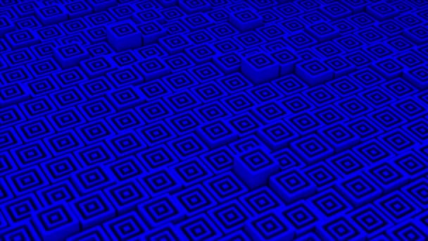 Canlandırılmış Mavi Renk Geometrik Kare Blok Yukarı Aşağı Hareket Ediyor — Stok video