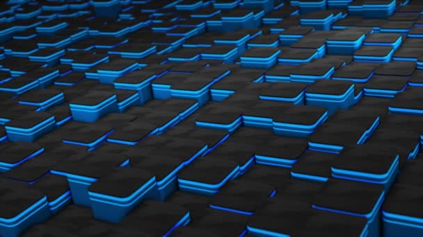 Bloque Cuadrado Geométrico Animado Del Color Azul Real Con Tira — Vídeos de Stock