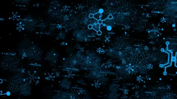 Animowane Royal Niebieski Kolor Siatki Elementów Technologicznych Formuły Tło Technologii — Wideo stockowe
