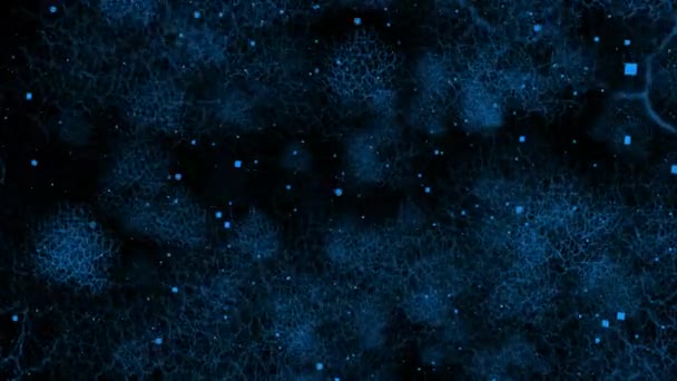 Κινούμενα Σχέδια Μπλε Χρώμα Πλέγμα Λαμπερό Νευρώνες Τεχνολογία Φόντο — Αρχείο Βίντεο