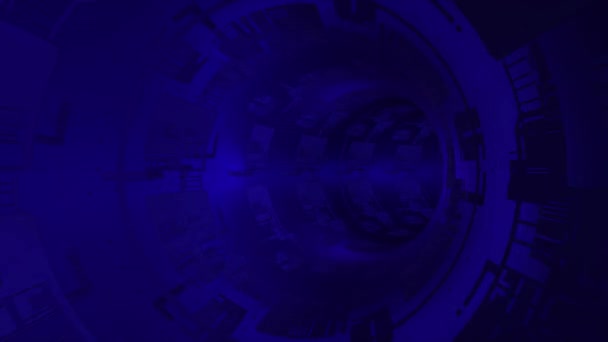 Túnel Circular Ficção Científica Azul Animado Com Textura Placa Circuito — Vídeo de Stock