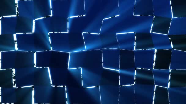 Animated Royal Blue Color Square Shape Background Glowing Light Rays — Stock Video