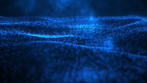 Animated Royal Blue Color Wavy Abstract Digital Particle Background Animation — Stock Video