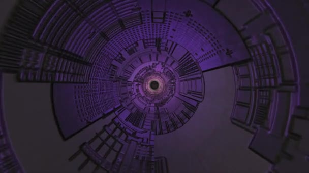 Elektronik Çip Desenli Karanlık Bilim Kurgu Silindirik Tünel — Stok video