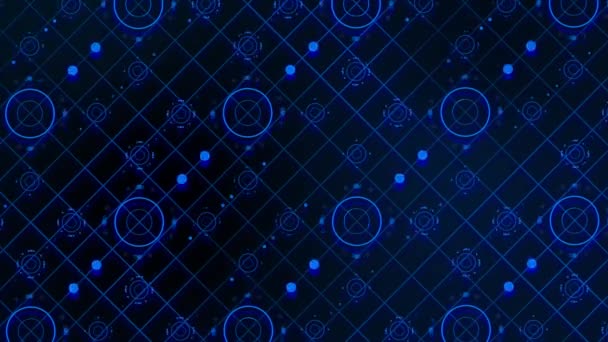 アニメーションブルーカラーフリッカー 円形形のデジタル抽象的な背景 — ストック動画