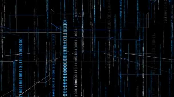 Анимированный Голубой Цвет Цифровой Матрицы Бинарными Кодами — стоковое видео