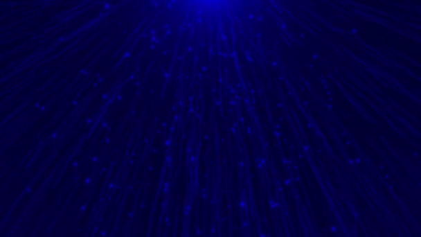 Geanimeerde Blauwe Meteorietenregen Golvende Deeltjes Vallen Met Sprankelende Deeltjes Deeltjes — Stockvideo