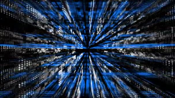 Animowane Niebiesko Białe Cząsteczki Cyfrowym Technologii Cyberprzestrzeni Rozmyte Tło — Wideo stockowe