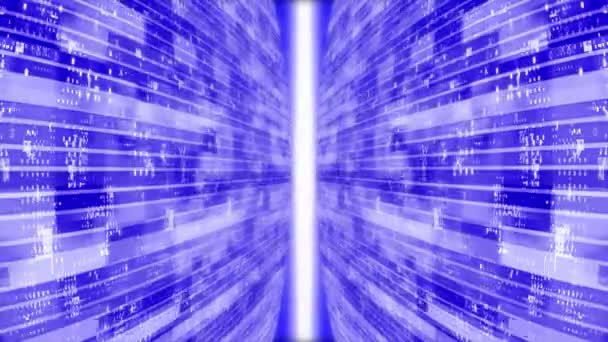Анимированный Blue Полосатый Шаблон Коробки Движущейся Технологии Киберпространства Световыми Лучами — стоковое видео