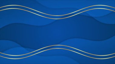 Animasyon Dark Royal mavi ve altın soyut geometrik hareket tekoloji arka planı. Kusursuz döngü arkaplan canlandırması