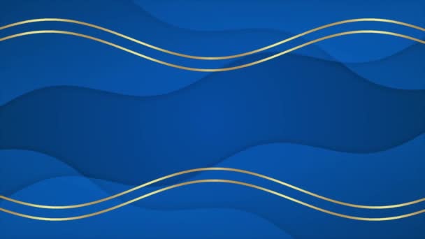 Animado Dark Royal Azul Oro Abstracto Movimiento Geométrico Tecología Fondo — Vídeos de Stock