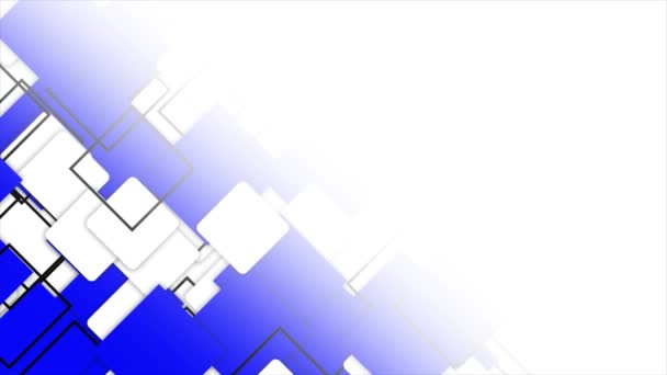 Animatie Eenvoudige Futuristische Bewegende Blauwe Vierkanten Gradiënt Geometrische Witte Achtergrond — Stockvideo