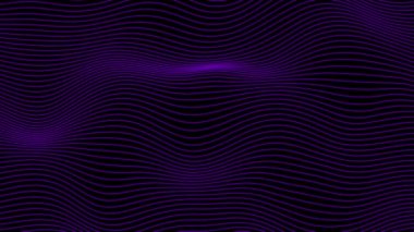 Animasyon Mor Soyut renk yatay dalga çizgileri siyah arkaplan üzerinde hareket ediyor, soyut arkaplan döngüsü