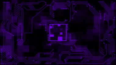 Canlandırılmış 3d mor devre arkaplanı