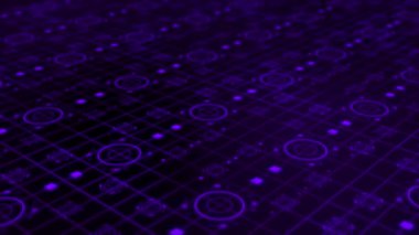 Canlandırılmış mor renk titreşen dairesel dijital soyut arkaplan