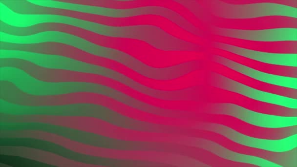 Animated Abstract Looped Background Pink Green Color Wavy Stripes — Stock Video