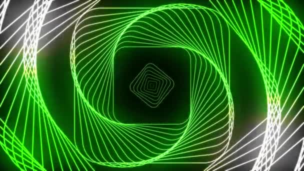 Estructura Cuadrada Degradado Verde Blanco Animado Una Rotación Espiral Bucle — Vídeos de Stock