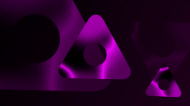 Animated Pink Color Oil Slick Texture Rotating Triangular Shape Background — Stock Video
