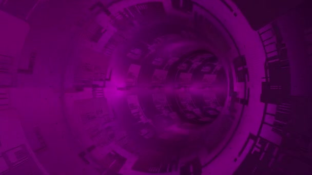 Túnel Circular Animado Ciencia Ficción Rosa Con Textura Placa Circuito — Vídeos de Stock