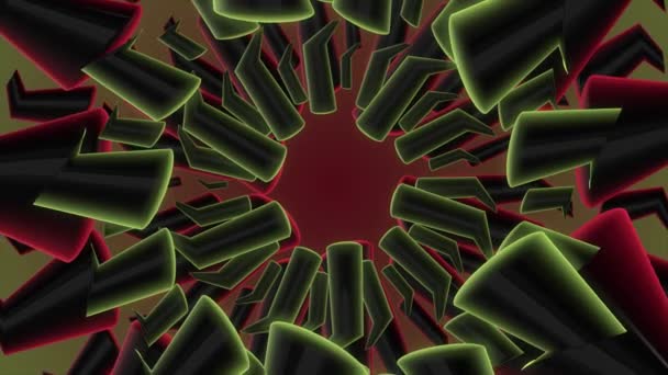 アニメーション赤と緑の色 円形の経路背景にウィッグリング — ストック動画