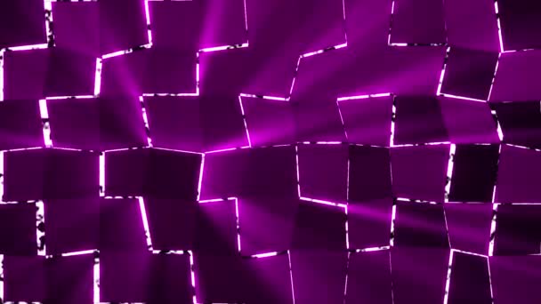 Анимированный Розовый Цвет Квадратной Формы Фона Светящимся Светом Лучей Фона — стоковое видео