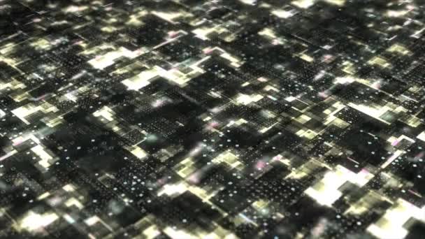 アニメーションカラフルな輝く抽象的なサイバーパンク3D技術の背景 — ストック動画