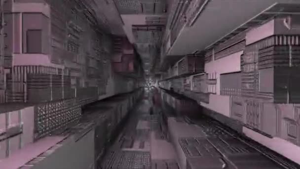 Animato Scuro Fantascienza Quadrato Tunnel Con Chip Elettronico Texture Sfondo — Video Stock