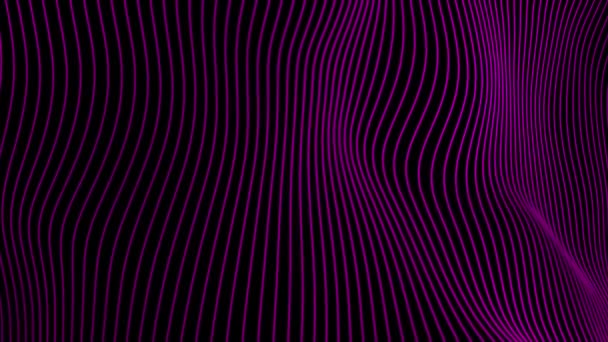黒い背景のアニメーション3Dピンク色の遅い動きの振動ストリップライン — ストック動画