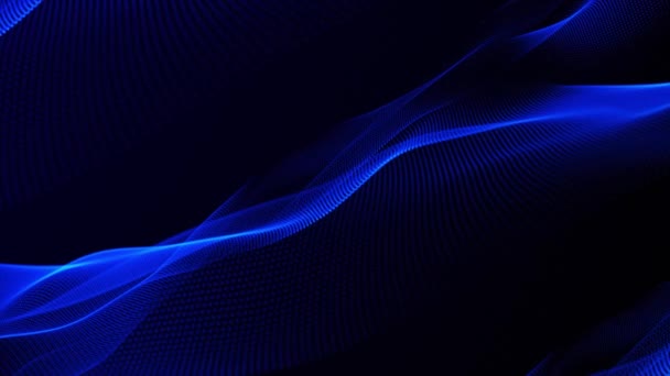 Animado Cor Azul Escuro Padrão Ondulado Partículas Fundo — Vídeo de Stock