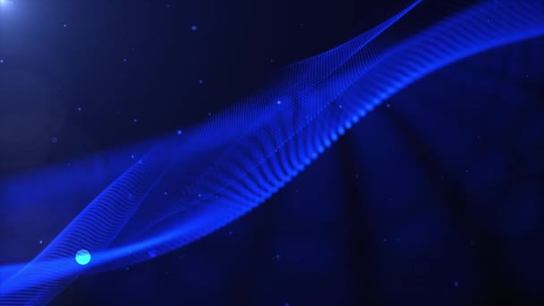 Animado Cor Azul Escuro Padrão Ondulado Partículas Fundo — Vídeo de Stock