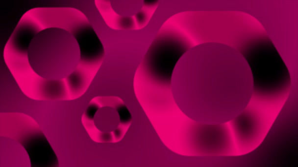 Animado Magenta Color Rojo Abstracto Patrón Giratorio Forma Hexagonal Fondo — Vídeos de Stock