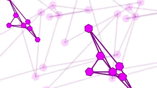 Color Rosa Animado Formas Hexagonales Conectadas Con Líneas Fondo — Vídeos de Stock