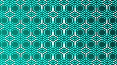 Altıgen desen üzerinde hareket eden canlandırılmış beyaz çizgiler Cyan renk arkaplanı