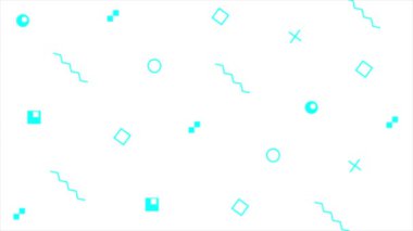 Canlandırılmış Cyan rastgele soyut şekiller pop tarzı minimal beyaz arkaplan
