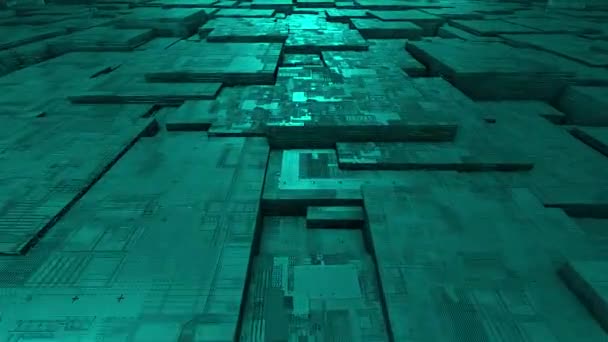 Animé Cyan Ordinateur Chipset Modèle Technologie Futuriste Arrière Plan — Video