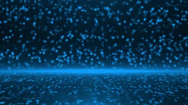 Animado Hermosa Real Azul Brillo Partículas Que Caen Partículas Parpadeantes — Vídeos de Stock
