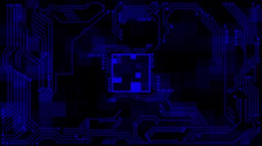 Canlandırılmış 3d mavi renk devre arkaplanı