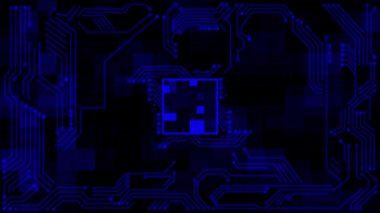 Canlandırılmış 3d mavi renk devre arkaplanı