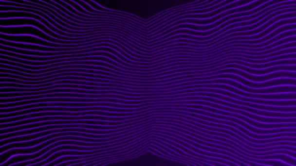 Animado Líneas Onduladas Color Púrpura Con Fondo Partículas Onduladas — Vídeo de stock