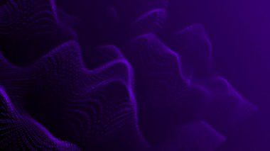 Canlandırılmış mor renk dalgalı parçacıklar ağ arkaplanı