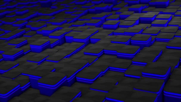 Animierte Blaue Farbe Geometrischer Quadratischer Block Mit Leuchtendem Streifen Der — Stockvideo