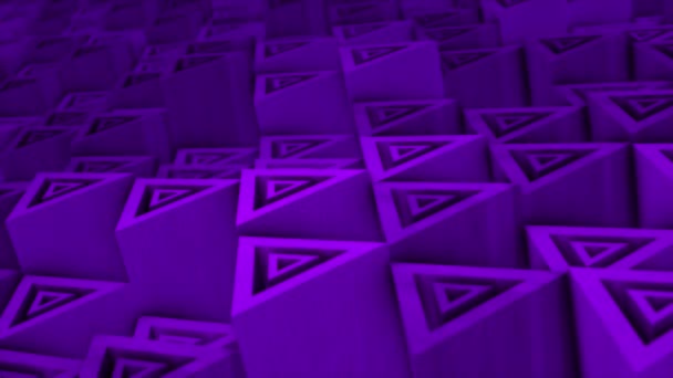 Geanimeerde Paarse Kleur Geometrische Driehoekige Blok Bewegen Neer Achtergrond — Stockvideo