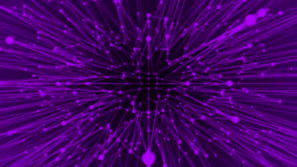 Анимированные Фиолетовые Точки Цвета Линии Сетки Шипы Фон — стоковое видео