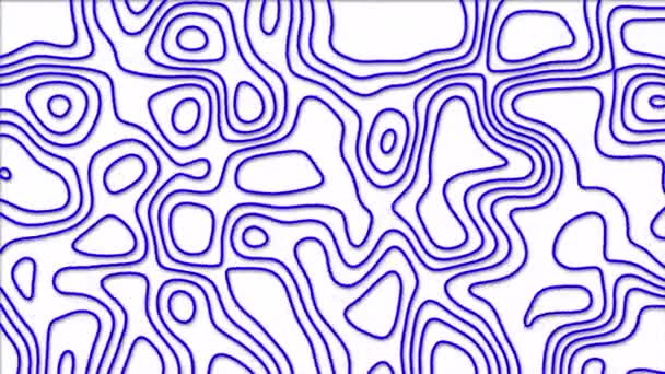 Animovaný Modrobarevný Abstraktní Vzor Animací Morfní Čáry Jako Topografická Mapa — Stock video
