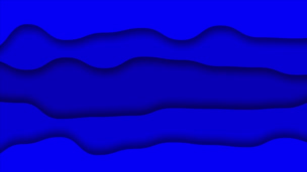 Animated Blue Color Depth Curly Pattern Layers Paper Cut Background — Stock Video
