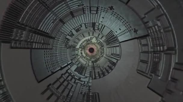Túnel Cilíndrico Ciencia Ficción Oscuro Animado Con Fondo Textura Chip — Vídeo de stock