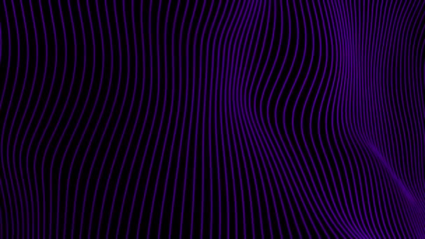 黒い背景のアニメーション3D紫色の遅い動きの振動ストリップライン — ストック動画