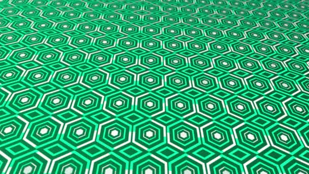 Animated White Lines Moving Hexagonal Pattern Turquoise Color Background — Stock Video