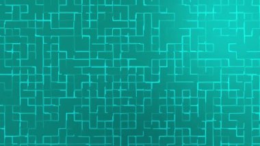 Canlandırılmış Cyan parçacıkları ışık ışınları ile dijital 3D teknolojik siber uzayda uçuyor. Dijital matris geleceksel arkaplanı