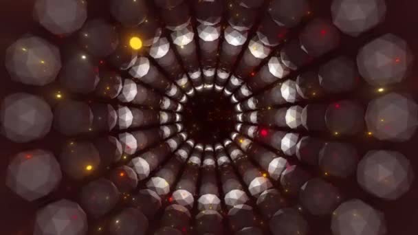 Icosphere デジタル赤色トンネル技術の背景から成っているハイテクデジタルトンネルを介してアニメーションフライング — ストック動画